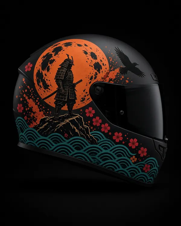 Crow Moon: samurai helmet wrap design