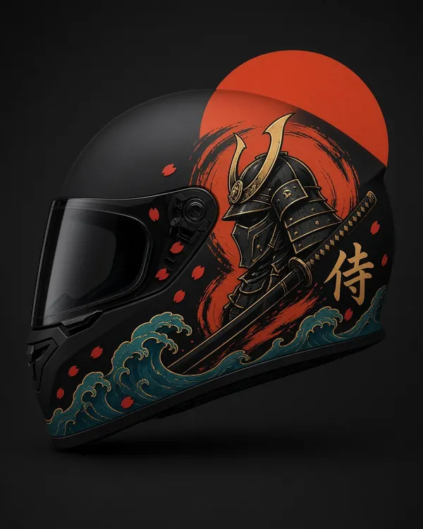 Kanji Strike: samurai helmet wrap design