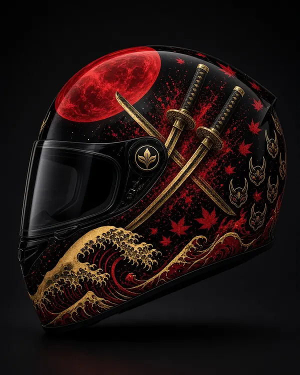 Twin Blades: samurai helmet wrap design