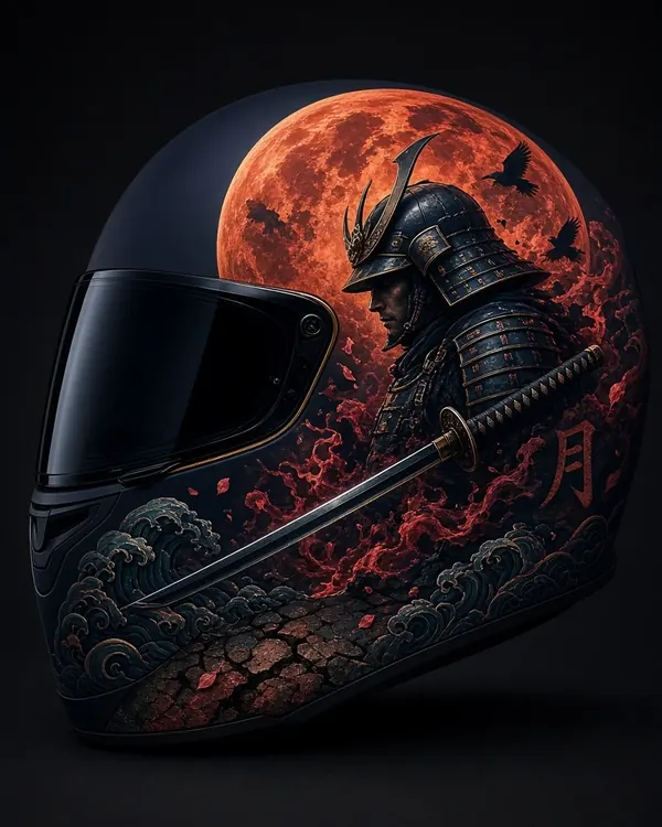 Moon Blade: samurai helmet wrap design