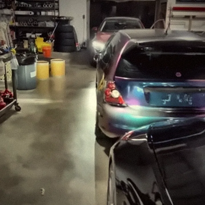 Color-shift hatchback on the Auto Styles shop floor